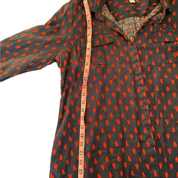 Charter Club linen navy & red patterned XL buttondown shirt with 2 pockets (NWT) - Picture 11 of 14